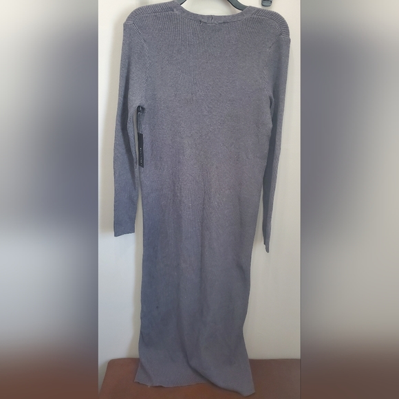 - Extra Long Charcoal Button Up Cardigan Sweater. - Picture 3 of 3